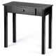 Small space console table in black with a drawer, crafted from wood and MDF, perfect for living room or hallway use.