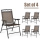 Set of 4 patio folding chairs with a heavy-duty steel frame, breathable fabric, ideal for outdoor activities and.
