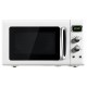 Compact 0.9 Cu.ft retro countertop microwave oven in white with a clear viewing window and easy-to-use controls.