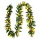 9 feet pre-lit Christmas garland with snow flocked tips and red berries, featuring 50 LED lights for festive decoration.