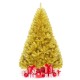Champagne gold 6 ft artificial tinsel Christmas tree with presents, perfect for indoor or outdoor holiday decoration.
