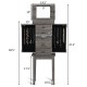 Standing jewelry cabinet organizer with wooden legs, featuring five drawers and side swing doors for ample storage.