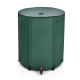 Collapsible 60-gallon rain barrel in green, made of durable PVC, featuring a dual-way zippered top and spigot for easy.