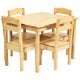 Kids' pine wood table and chair set with 1 table and 4 chairs, perfect for indoor or outdoor use.
