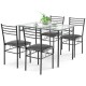5-piece dining set featuring a tempered glass top table and 4 upholstered chairs, perfect for kitchen or dining room.