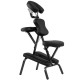 Foldable PU leather travel massage chair with adjustable face cradle and armrest, perfect for on-the-go relaxation.