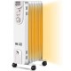 Electric portable oil-filled radiator heater with adjustable thermostat and three heat settings, ideal for small rooms.