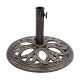 Round 23-lbs umbrella base stand made of premium cast iron in classic bronze, featuring a petal-like design for.