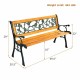 Patio park garden bench with solid wood seat and iron-cast frame, 49.5" long, ideal for outdoor relaxation.