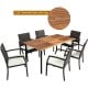 7-piece patio dining set featuring a spacious acacia wood table and 6 cushioned armchairs with an umbrella hole for.