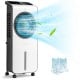 3-in-1 evaporative air cooler in white with 360° rotating fan blades and remote control for customizable airflow.