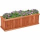 Wooden decorative planter box filled with purple flowers, made from natural fir, ideal for indoor or outdoor use.