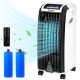 Portable evaporative air cooler with remote control, featuring 3 wind modes and 2 ice crystal boxes for enhanced.
