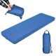 Self-inflating blue camping sleeping mattress with carrying bag, made of waterproof TPU for outdoor comfort and.