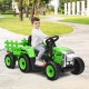 Ride-on tractor for kids with detachable trailer, 12V motor, and remote control, perfect for outdoor fun and transport.