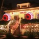 Two 3-foot Halloween inflatable eyeballs with bloodshot patterns and red LED lights, perfect for spooky outdoor decor.