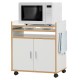 Rolling kitchen island cart with removable shelf, towel rack, and lockable wheels for added convenience and mobility.