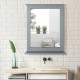 Gray wall-mounted vanity mirror with shelf, featuring a high-definition reflection and elegant design for versatile.
