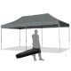 Adjustable 10 x 20 feet gray folding sun shelter with sturdy steel frame and wheeled carrying bag, ideal for outdoor.