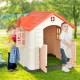 Colorful Kid’s Playhouse with open doors and windows, made from durable HDPE, perfect for indoor and outdoor play.