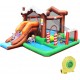 Inflatable kids bounce house with slide and climbing wall, made of high-quality oxford cloth for indoor or outdoor fun.