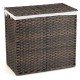 Brown laundry hamper with 3-section design, removable liner bag, and sturdy steel frame, perfect for organized laundry.