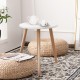 Modern 16-inch round coffee table with a white MDF top and pine wood legs, ideal for living room or bedroom use.