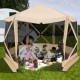 Pop-up screen house tent with mesh sidewalls, 11.5 x 11.5 ft, ideal for outdoor gatherings and bug protection.