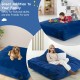Blue 57 x 57 inch crash pad sensory mat with removable velvet cover, ideal for play, naps, and sensory stimulation.