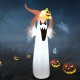 6-foot inflatable Halloween ghost with pumpkin hat and LED lights, perfect for spooky outdoor decorations.