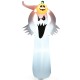 6-foot Halloween inflatable ghost with pumpkin, LED lights, and stable base for indoor and outdoor decor.