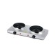Double hot plate electric countertop burner with stainless steel surface and adjustable temperature for versatile.