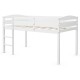 Low loft twin bunk bed in white with guard rail and ladder, made of solid wood for durability and safety. Ideal for.
