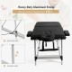 Portable adjustable massage bed with a heavy-duty aluminum frame, black PVC leather, and accessories for spa use.