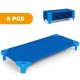 Blue stackable daycare rest mat set of 6, 52 x 23 inches, featuring durable Oxford fabric and easy-to-clean design.