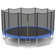 Outdoor 8 ft trampoline with safety net, sturdy galvanized steel frame, and included ladder for safe jumping fun.