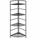 4-tier folding metal shelf plant stand in black, featuring a sturdy design for corner display and ample storage space.