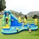 Multifunctional inflatable water bounce with slide and pool, made of waterproof Oxford cloth for kids aged 4-12.