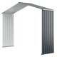 Gray outdoor storage shed extension kit for 9.1 ft shed, made of durable color coated steel, expands storage to 16 ft.