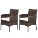 Set of 2 outdoor PE rattan armchairs with removable waterproof cushions, featuring curved armrests and anti-slip foot.