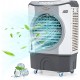 Industrial evaporative air cooler fan with 12-gallon tank, wheels, and 3450 cfm airflow for efficient cooling.