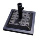 Heavy-duty 17.5-inch square umbrella base stand with decorative bronze finish, designed for outdoor use.