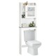 White over-the-toilet cabinet with adjustable shelves, faux marble top, and ample storage for modern bathroom decor.
