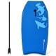 Blue bodyboard with EPS core and XPE deck, featuring a crescent tail for flexibility, ideal for summer surfing fun.
