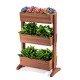 3-tier raised garden bed made of solid wood with detachable shelves, ideal for various plant sizes and outdoor decor.