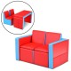 Multi-functional kids sofa table chair set in red and blue, easily converts from couch to chairs and table for playtime.