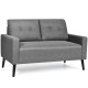 Modern 55-inch gray loveseat sofa with soft cushions and solid rubber wood legs, perfect for living room comfort.
