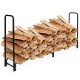 8-foot outdoor steel firewood log rack with heavy-duty frame, rustproof finish, and ample storage for organized lumber.