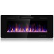 42-inch recessed electric fireplace with 12 flame colors, crystal decoration, and remote control for convenient heating.