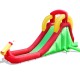 Side view of the inflatable water slide bounce house, showcasing the climbing wall and vibrant red and green design for.
